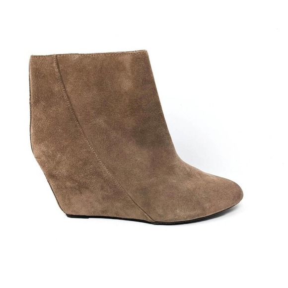 Vince Camuto Womens 10 Melisi Leather Brown Suede Wedge Zip Ankle Booties Boots - Picture 4 of 12